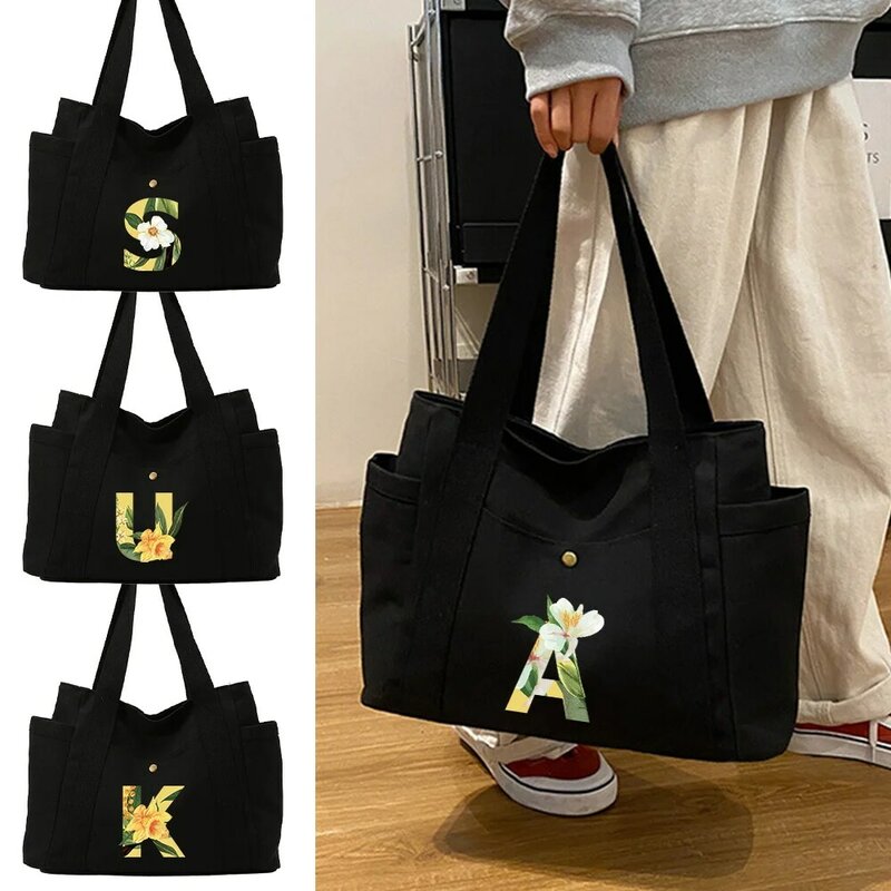 Bolsa de ombro multifuncional para mulheres, bolsa elegante, bolsas de compras simples, série floral