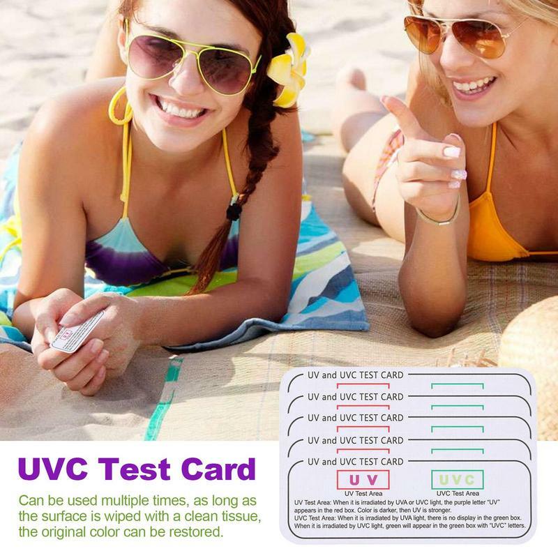 Lâmpada UV Reutilizável Light Effect Tester, Teste UV Cartão, UVC Test Cards, Indicador de comprimento de onda, Papers, 5 pcs