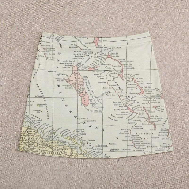 Mini jupe vintage pour femmes, carte des Bahamas, vêtements d'été, nouveau, 1901, 2023