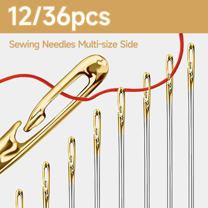 12/36PCS Nähen Nadeln Multi-größe Seite Öffnung Edelstahl Stopfen Nähen Haushalt Hand Werkzeuge