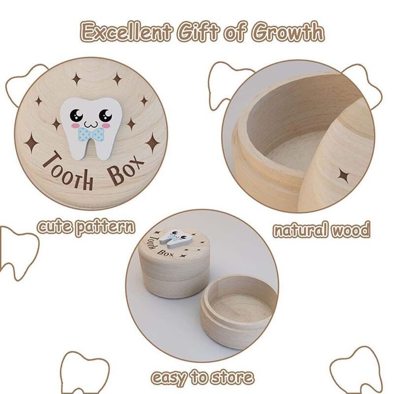 Zbieranie zębów Organizer na zęby mleczne Trwałe, wysokiej jakości drewniane pudełko na zęby dla niemowląt Oszczędność prezentów Pudełko na pępowinę