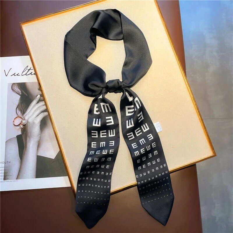 Ruban en soie imprimé pour femmes, Long bandeau pour dames Bandana cou cravate bandeau sac écharpe/écharpes ceinture populaire accessoires de cheveux 2022