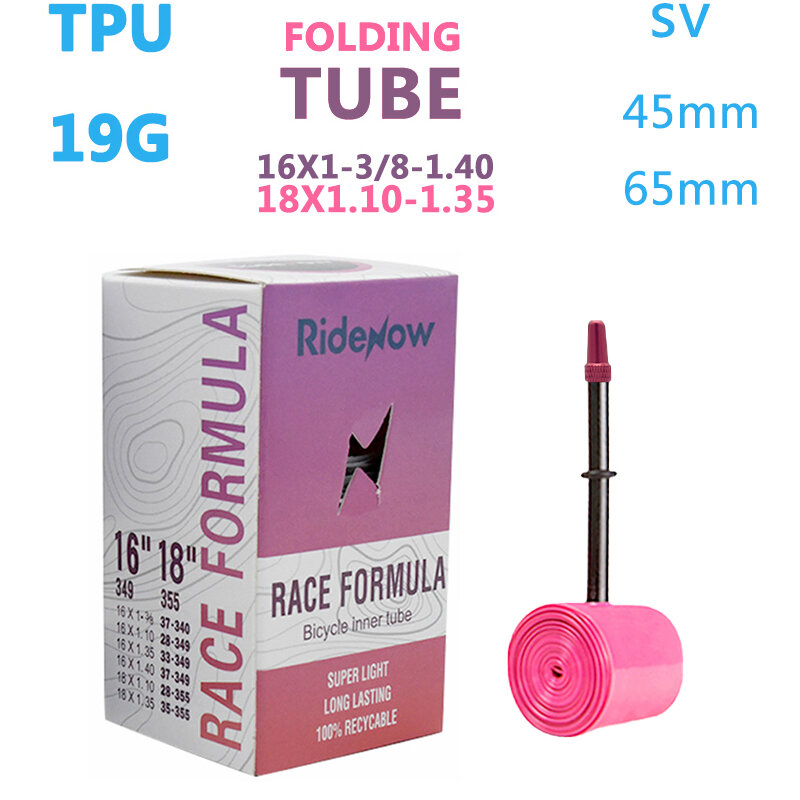 RideNow TPU Folding Bike Inner Tube 16“18/349”355 20"451x0.9 1.0 1-1/8 1-1/4 1-3/8 1.35 1.5 BMX Bicycle Tire French 45/65mm