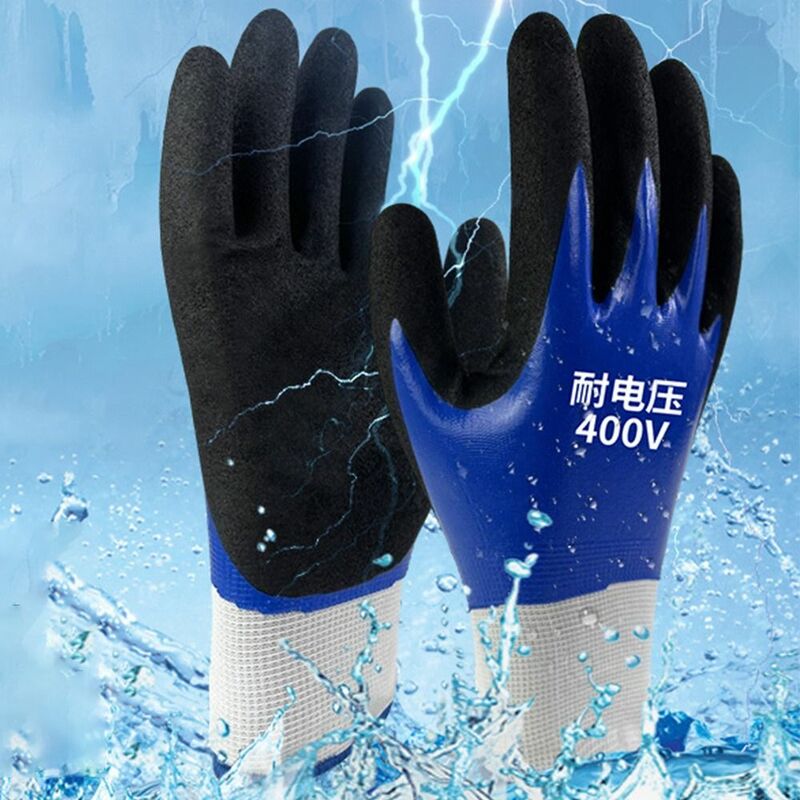 Gants bleus isolants pour électricien, résistants à la tension 400V, haute élasticité, sécurité au travail, protection anti-électricité
