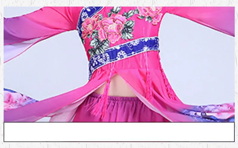 女性のための中国風ダンスコスチューム、クラシックダンスコスチューム、エレガントファンダンス、yangko服スーツ、パフォーマンスコスチューム