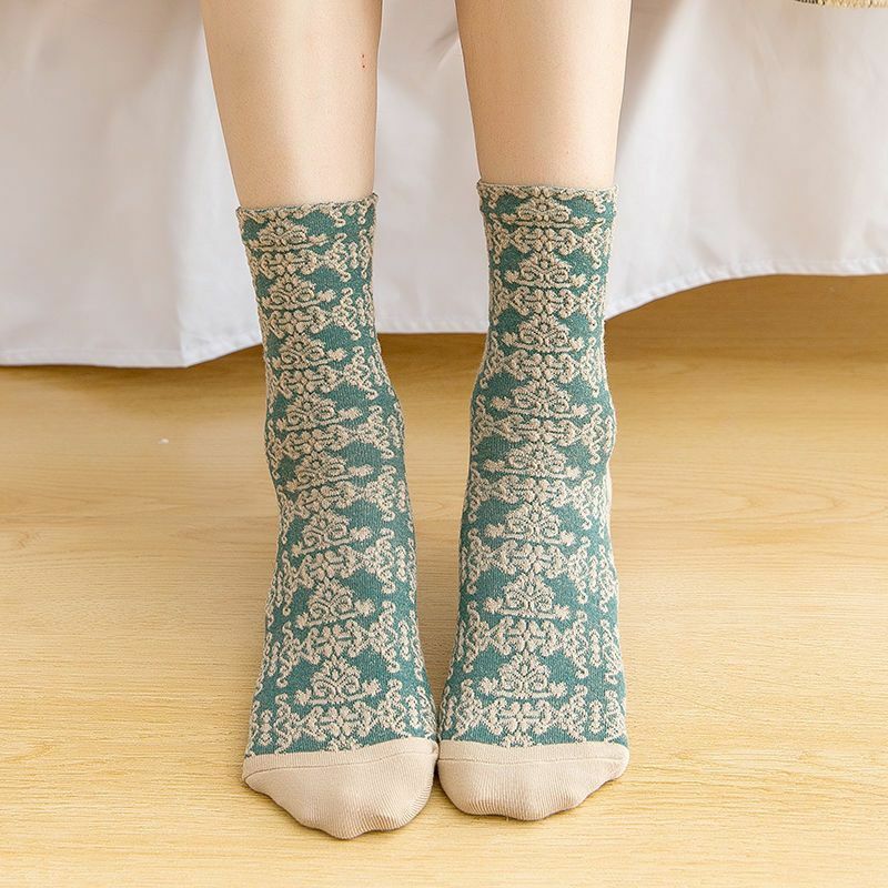 Neue 5 Paare Frauen Vintage süße Socken Set weibliche Dame Harajuku Kawaii Mädchen Blumen sport kurze Socken Set für Frauen
