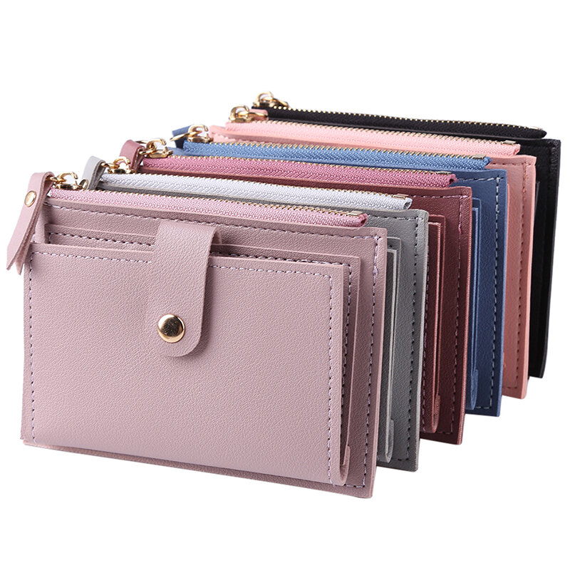 Moda kobiety portfele skórzane torebki damskie Mini Hasp stałe wielu kart uchwyt monety krótkie portfele Slim mały portfel na zamek Hasp