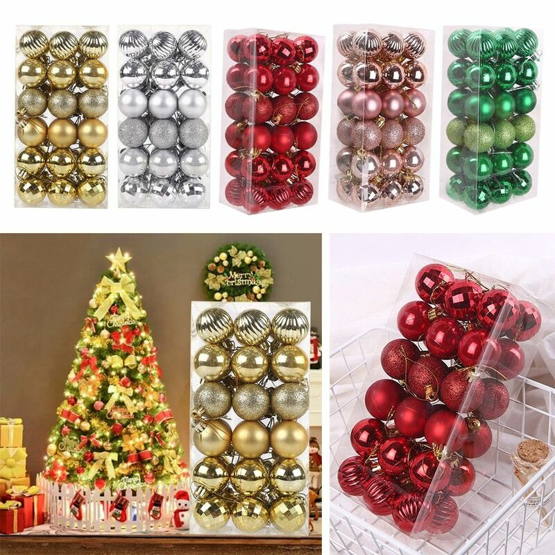 36pcs 4cm New Year Crafts DIY Gifts Drop Pendant Christmas Balls Bauble Christmas Tree Decoration Xmas Hanging