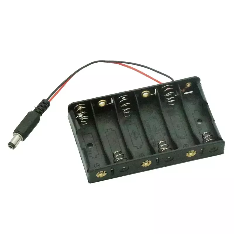 1PCS 6XAA 6xAA 6*AA 9V Battery Holder Box Case Wire DC 5.5*2.1mm Plug For arduino