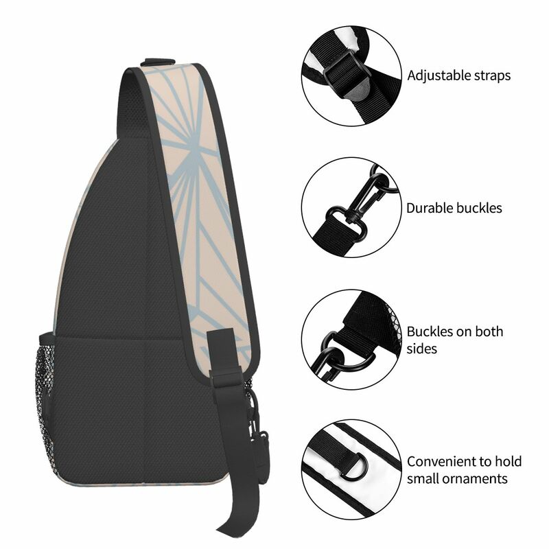 Bolsas con líneas geométricas para el pecho, mochila cruzada para el hombro, mochila de viaje para senderismo, mochila fresca