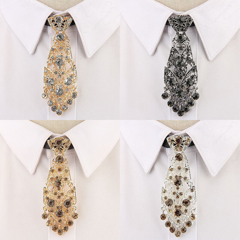 Женский и мужской металлический бриллиантовый галстук, Свадебный галстук для приема у коктейльного ожерелья, галстук, модные ювелирные аксессуары