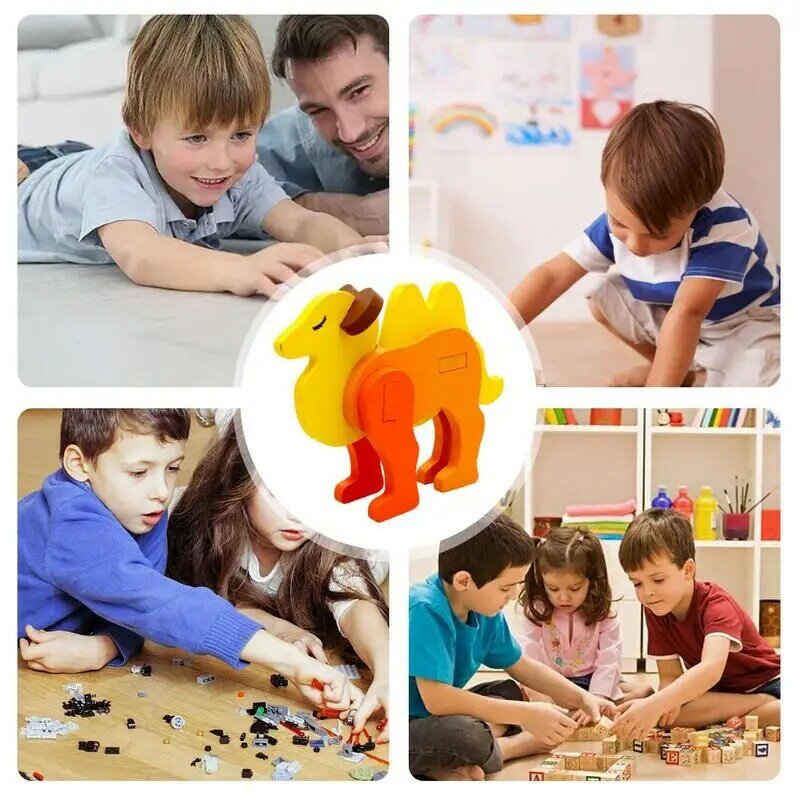 ثلاثية الأبعاد الألغاز الحيوانية اللبنات للأطفال ، لعبة الألغاز الخشبية ، التعلم المبكر ، ألعاب دعابة الدماغ التفاعلية ، هدايا للبنين والبنات