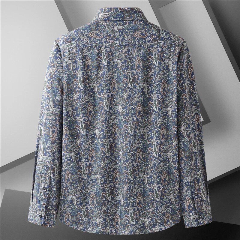 Loose Men's Long-Sleeved Printed Vintage Shirt 10XL 9XL 8XL 7XL 6XL 5XL Casual Spring Autumn Party Daily Shirts