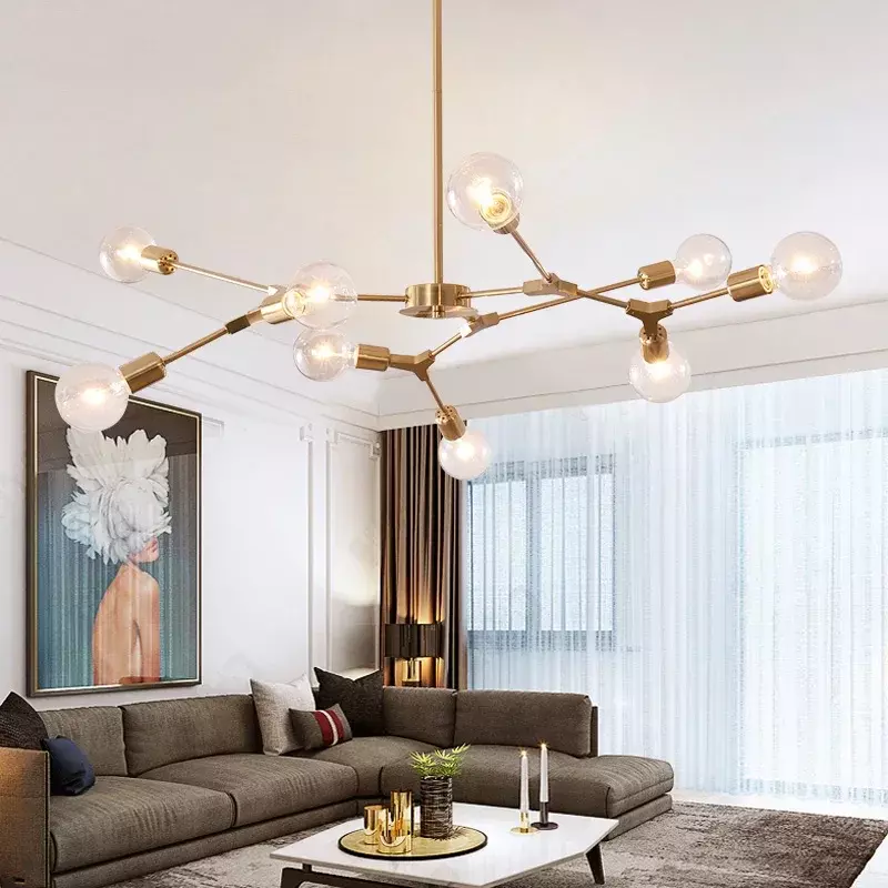 Nordic Magic Bean Molecular Hanging Light Modern LED Ceiling Chandelier Living Room Bedroom Bar Home Multiple Feads Lamp