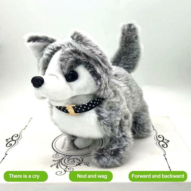 Simulado elétrico Husky Dog Plush Toy, companheiro de aniversário divertido calmante para meninos