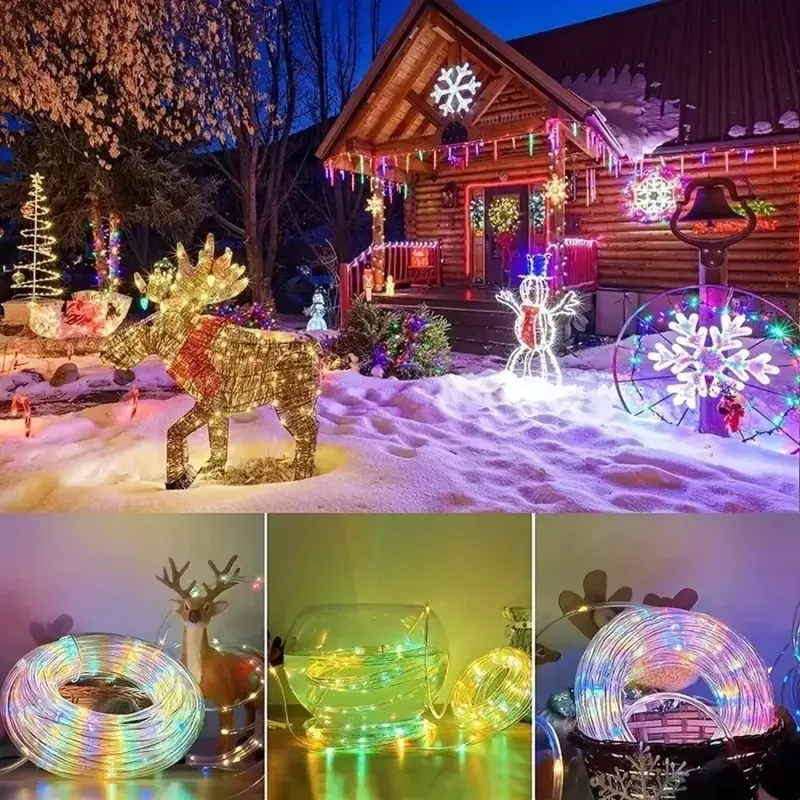 ソーラーロープLED屋外ライト,22m, 12m,防水,妖精,庭,クリスマスの装飾,クリスマス,結婚式の花輪