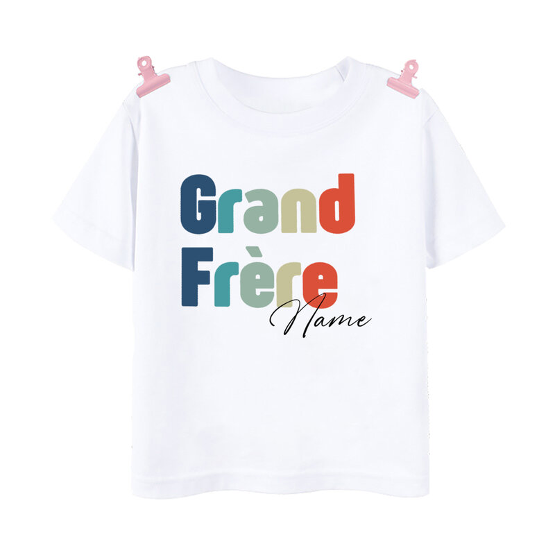 T-shirt Français Personnalisé pour Enfant Garçon et Fille, Vêtement Assressentiavec Nom, Petit Ajustement, pour Été