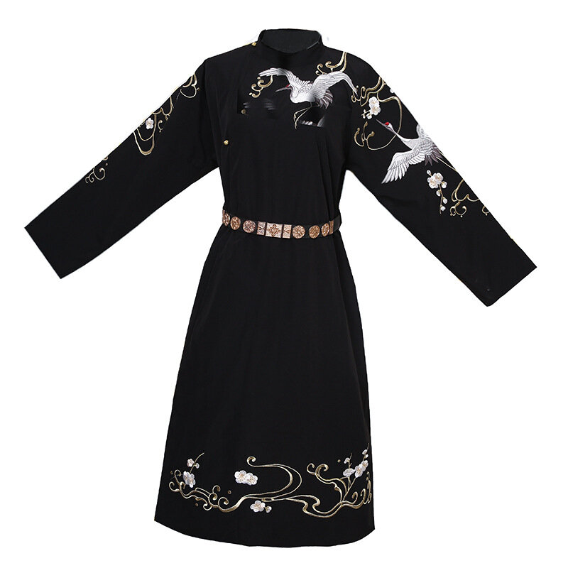 男性のための伝統的な中国の漢服ドレス,伝統的なカーディガン,装飾的なコスプレコスチューム,パーティーコスチューム,クレーンの刺embroidery,ファッション