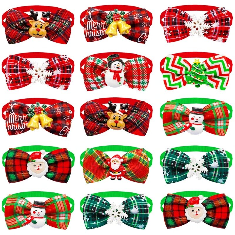 10 PCS Christmas Decorate Dog Bowties for Dogs Bow Tie Collar Doggy Xmas Grooming Dog Items Pets for Small Dogs Accessories