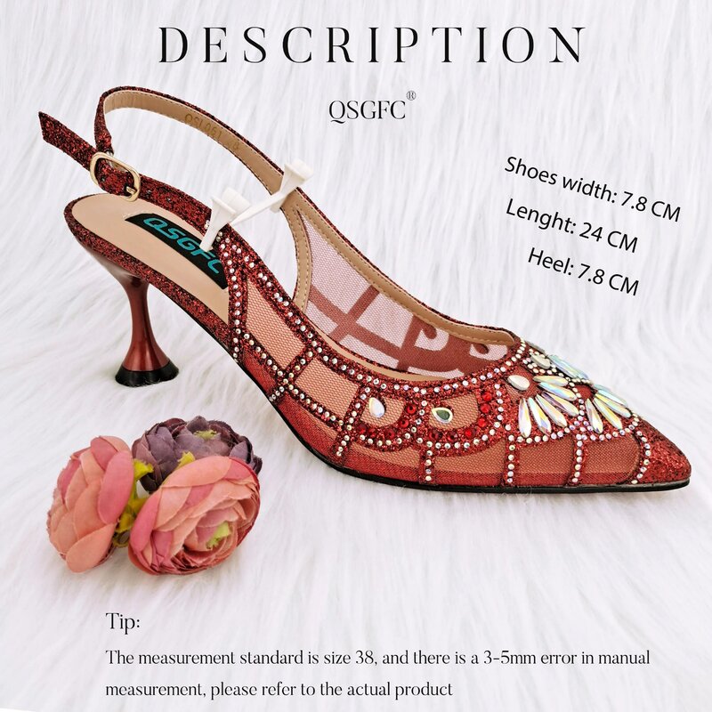 QSGFC-zapatos de tacón alto con diamantes de imitación para mujer, calzado de diseño italiano, puntiagudos, nuevo