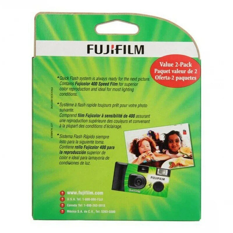 Fujifilm-cámara QuickSnap One Use, 35mm, con Flash, 2 paquetes