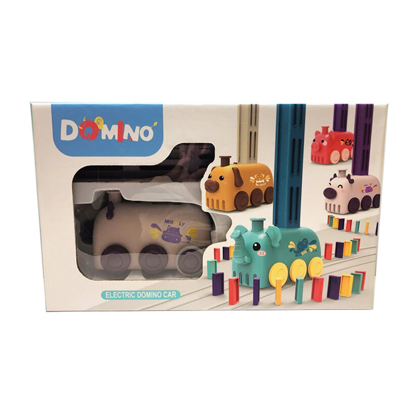 Iluminación eléctrica con forma de Animal para niños, juguete de bloques de dominó de colocación automática