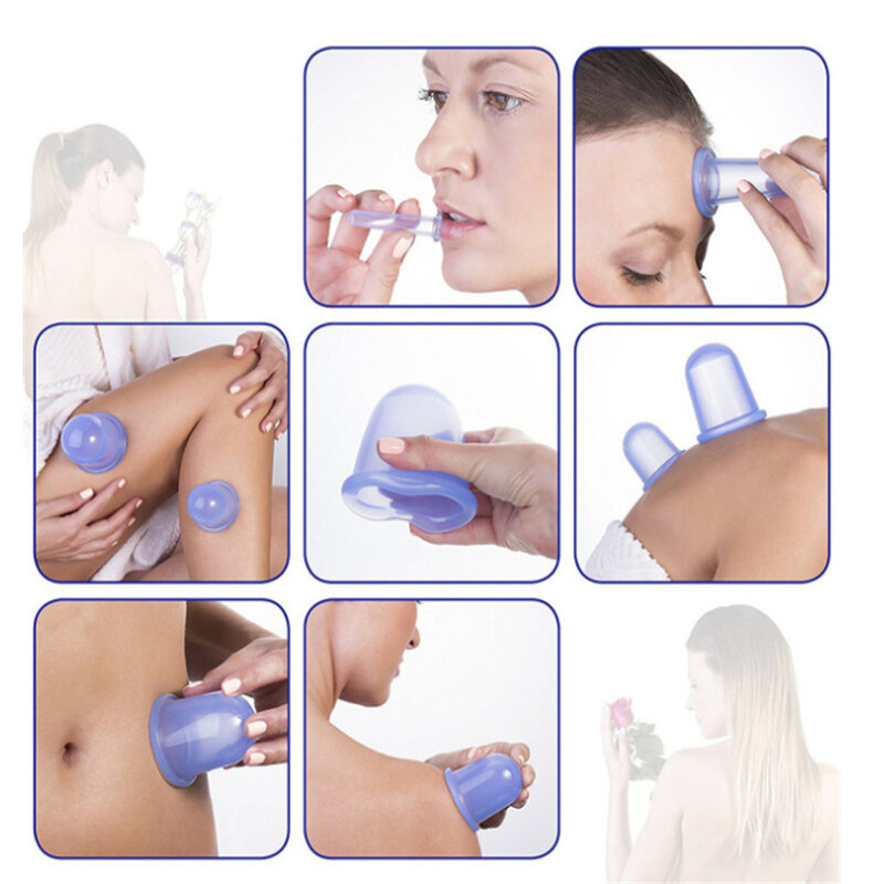 4Pcs Ventosa Celulitis Banks Vacuum Massage Face Silicone Banks for Ventouse Vacuum Jar Facial Massage Cupping Suction Cup
