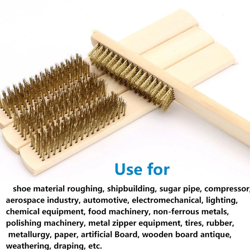 Clean Brush Wire Brush Wood Shank 6*16 8.07Inch Brush Copper Copper Plating Wire Pure Copper Wire Removal Rust