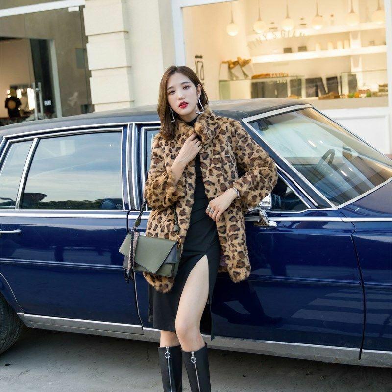 2023 inverno donna vera pelliccia di coniglio Rex cappotti moda corto leopardo soprabito caldo donna capispalla lussuosa strada nuovo H04