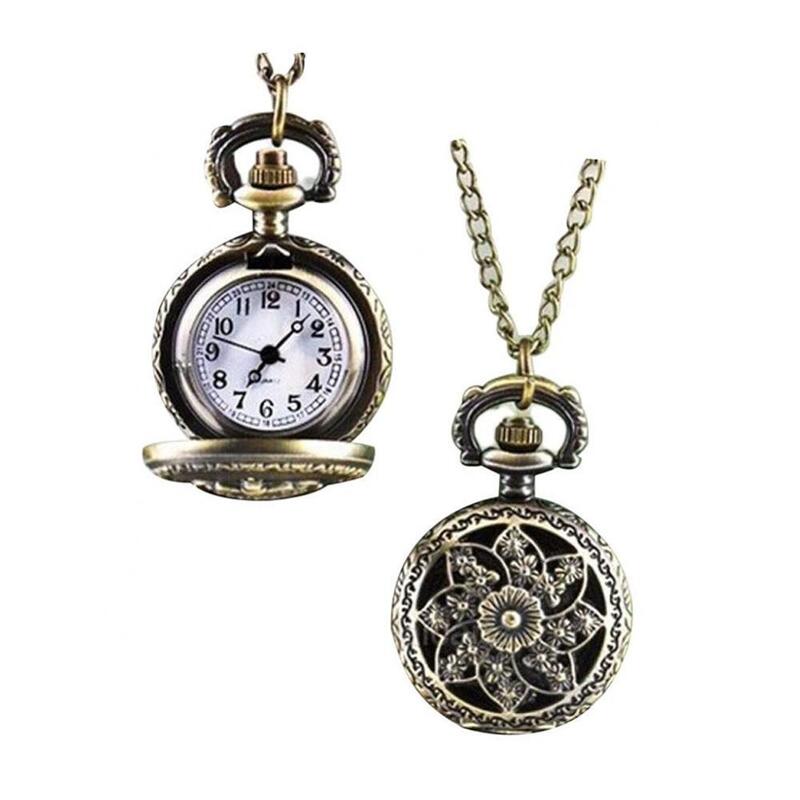 Unisex Vintage Hollow Windmill Bronze Quartz Pocket Watch Pendant Necklace Gift Men's watches Steampunk Gifts For Women