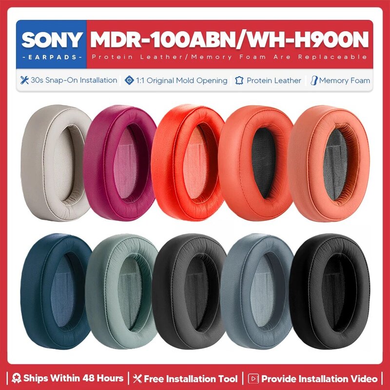 Substituição Ear Pads para Sony Headset, Couro Almofada, Proteína, Acessórios de Auscultadores, MDR, 100ABN, WH, H900N