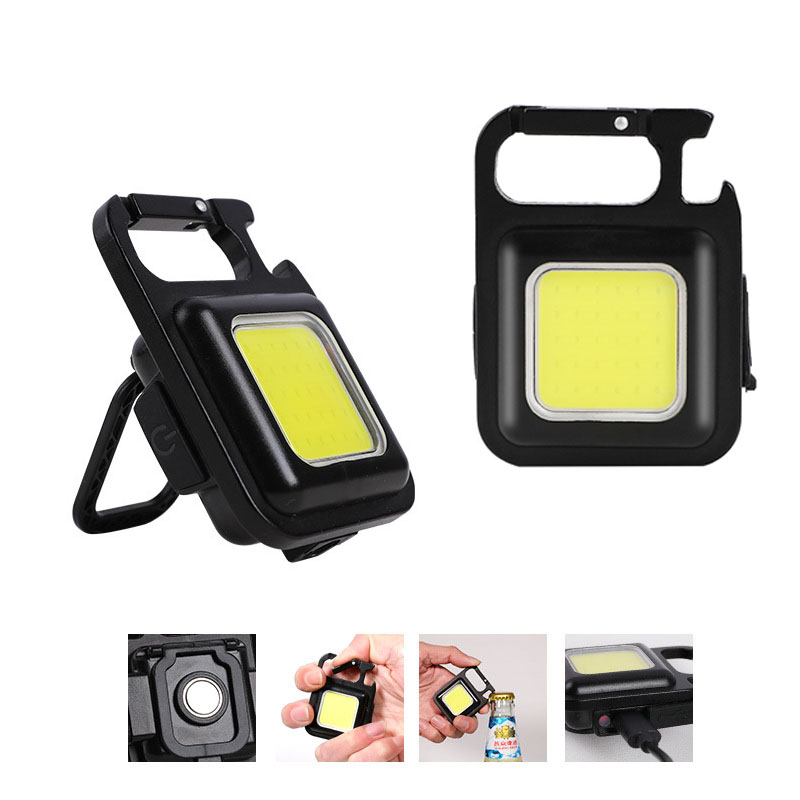 Mini porte-clés LED multifonction portable, aste par USB, lampe de travail de poche avec tire-bouchon, camping en plein air, pêche, escalade