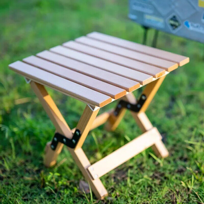 Taburete plegable de haya para exteriores, taburete portátil Mazar de doble uso, de madera maciza, para acampar y pescar, 2023