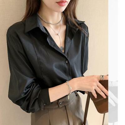 Blusa solta extragrande para mulheres, camisa de botão coreano, cor lisa, 4 cores, M a 4XL