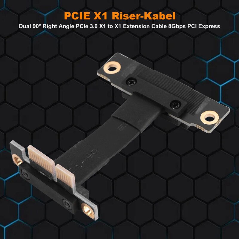 Cable elevador PCIE X1 de ángulo recto Dual, Cable de extensión PCIe 3,0 X1 a X1 8gbps PCI 1X Riser Card - 5CM