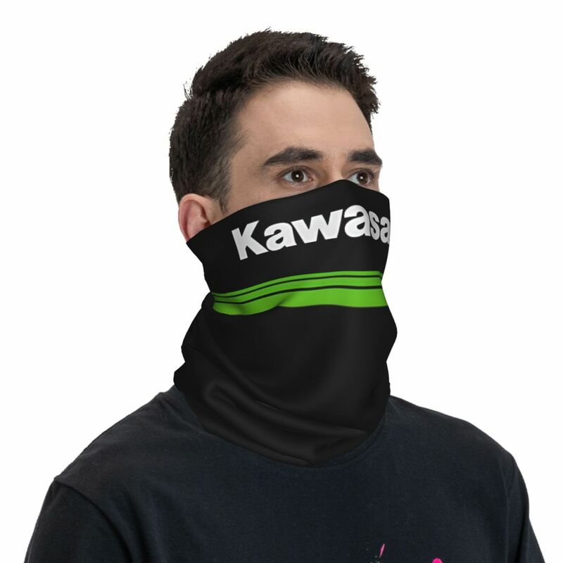 Dayang Sumbi Bandana masker wajah uniseks, syal mendaki gunung tim balap Kawasaki Motocross motif Gaiter leher dapat dicuci untuk dewasa