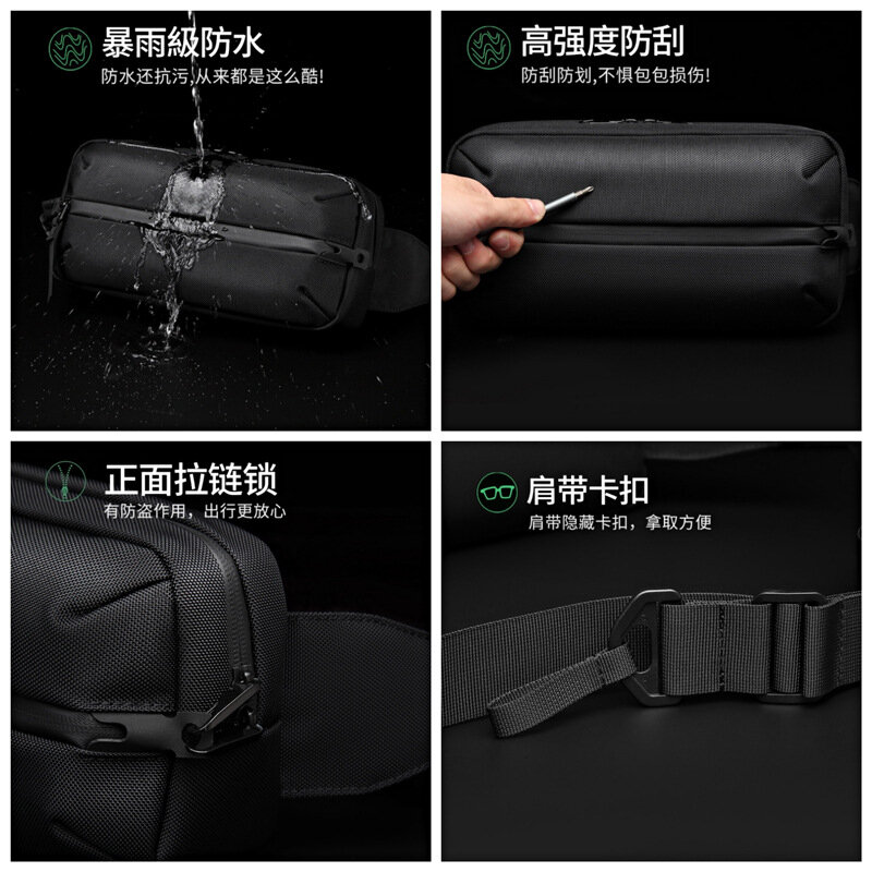 LEASTAT Men's Waterproof Waist Bag, Fanny Pack, Outdoor Sports Chest Bag, Male Casual Travel Crossbody Belt Bags, High Quality