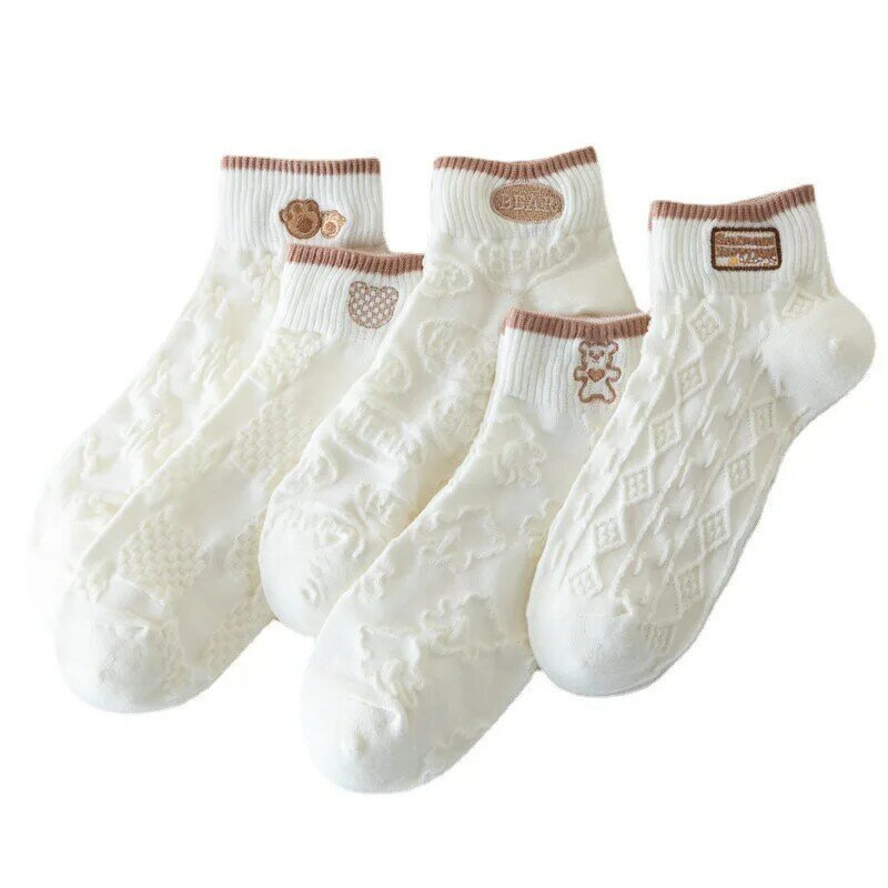 Frühling und Sommer niedliche Socken mit Mund Damen reine Farbe Baumwolle kurze Socken