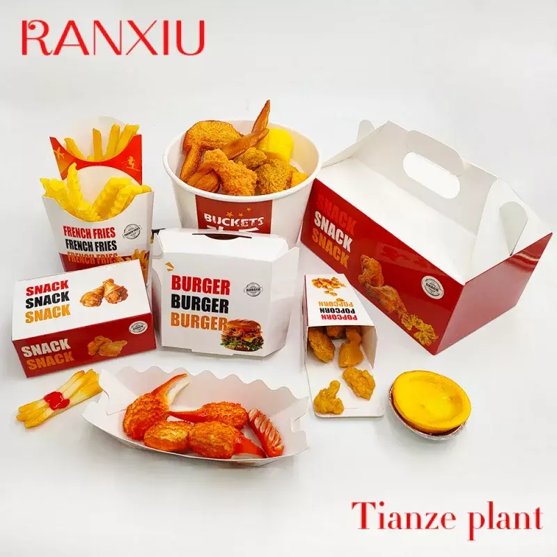Custom Custom food boxes french fries fried chicken nuggets carton paper  Take away food packaging box