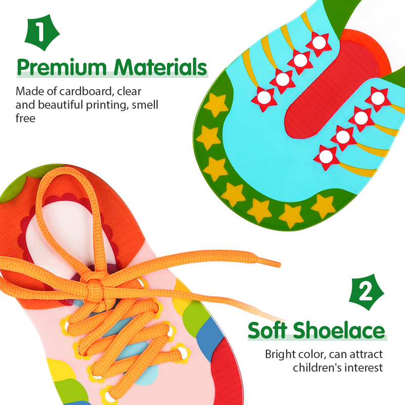 Kit de cordones de zapatos para niños, cordones de zapatos de enhebrado, práctica de atado, enseñanza de madera, modelo de ayuda para aprender