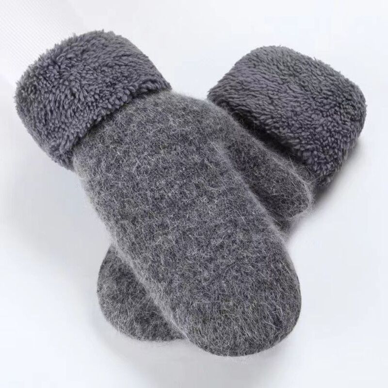 Шерстяные кашемировые перчатки с закрытыми пальцами, бархатные двухслойные плюшевые варежки, утолщенные теплые зимние варежки с защитой рук для вождения