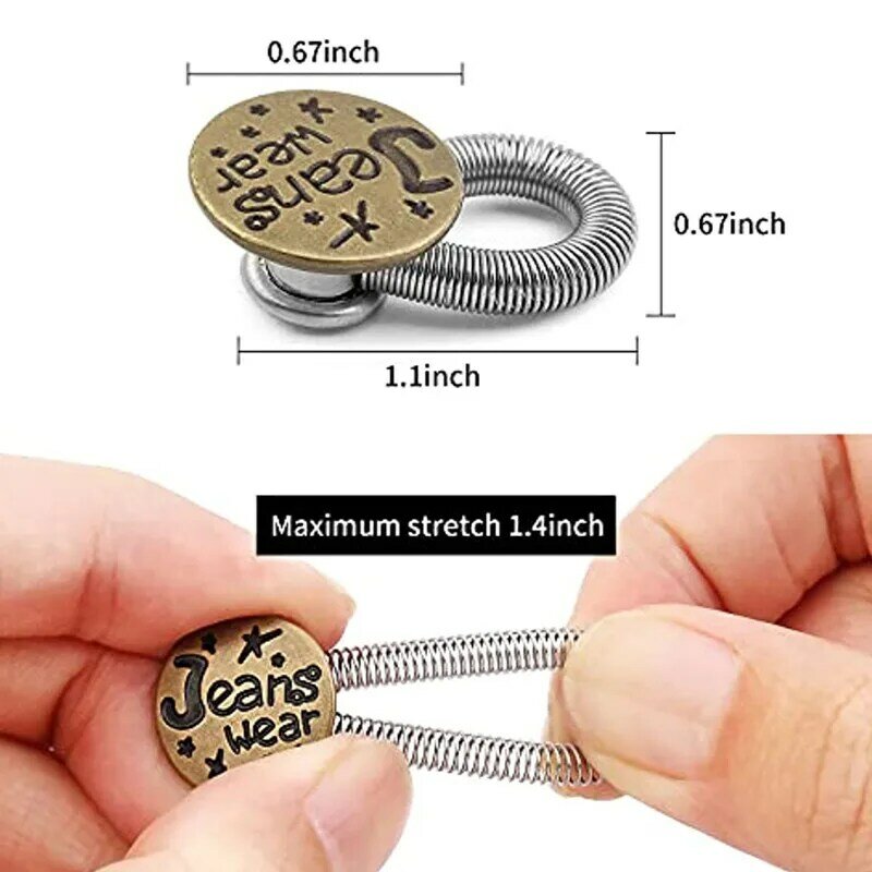 11Pcs Button Extender for Pants Jeans Free Sewing Adjustable Retractable Waist Extenders Magic Metal Buttons Waistband Expander