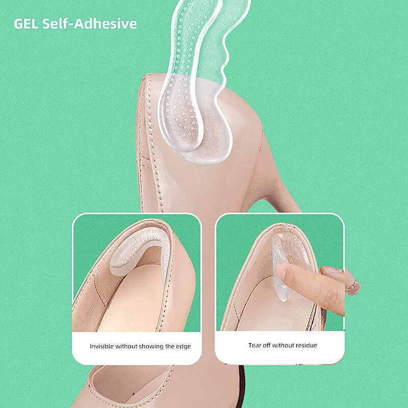 Silicone Heel Pads for Women Shoes Back Sticker Stiletto High Heels Inserts Protector Pain Relief Antiwear Feet Heel Cushion Pad