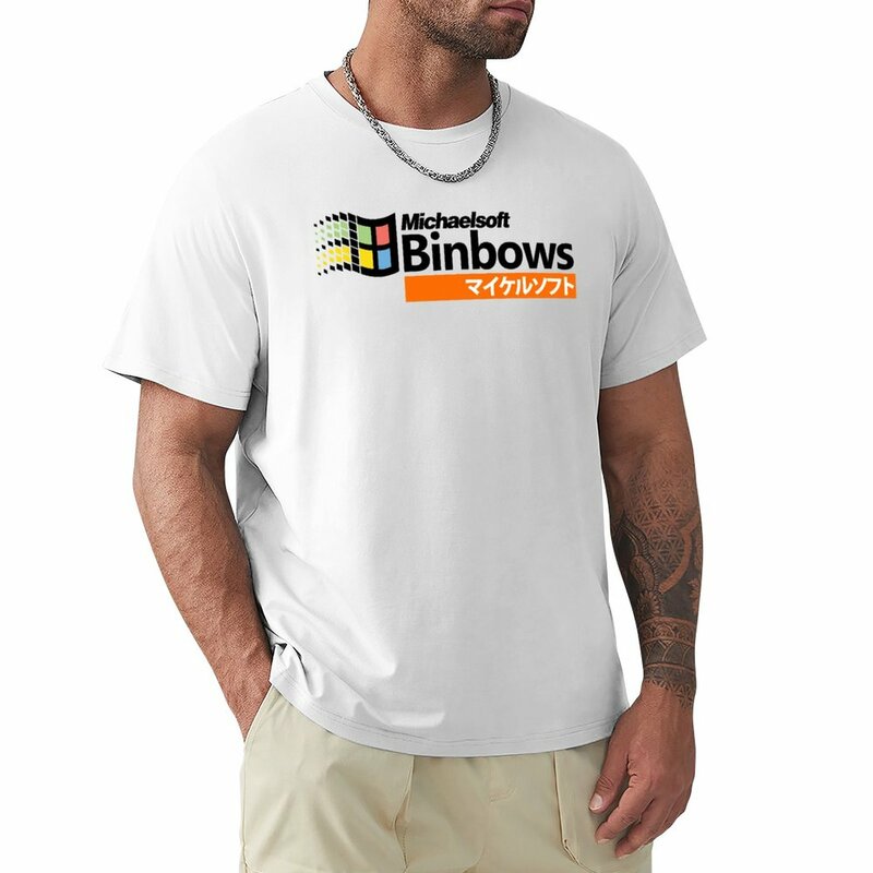 Michaelsoft Binbows マイケソフト ソフト рубашка, эстетическая одежда, аниме рубашки, графические футболки, корейская мода, облегающие футболки для мужчин