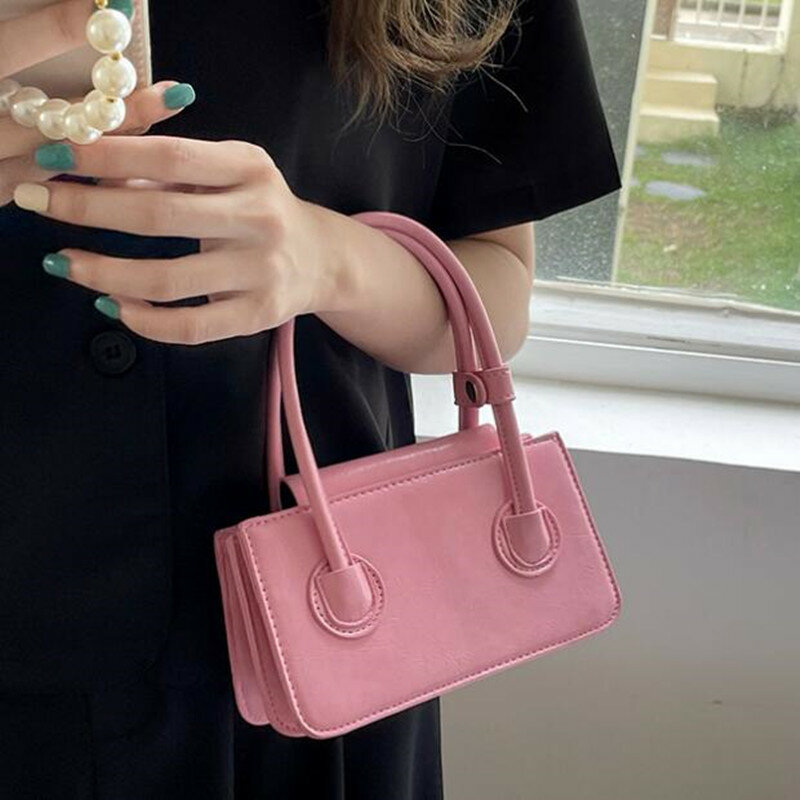 Модный мини-кошелек для женщин, сумка из искусственной кожи с клапаном, однотонная маленькая сумка через плечо для девушек, клатч с верхней ручкой для телефона