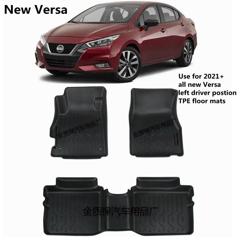 ใช้สำหรับ2021 + Nissan Versa ชั้น Mats Custom All-Weather รถเท้า Pad Fit สำหรับ Versa แผ่นพื้นกันน้ำ Versa เสื่อ