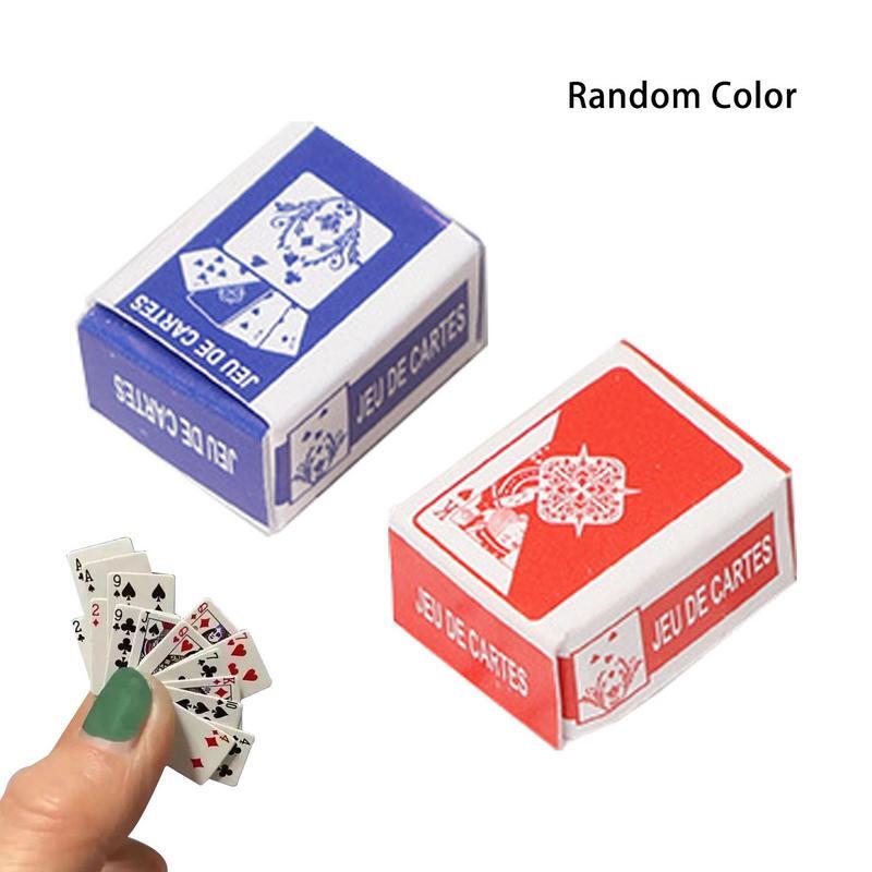 1set kartu bermain Poker Mini model lucu acak Poler mainan boneka miniatur lucu dekorasi 1:12 aksesori rumah boneka