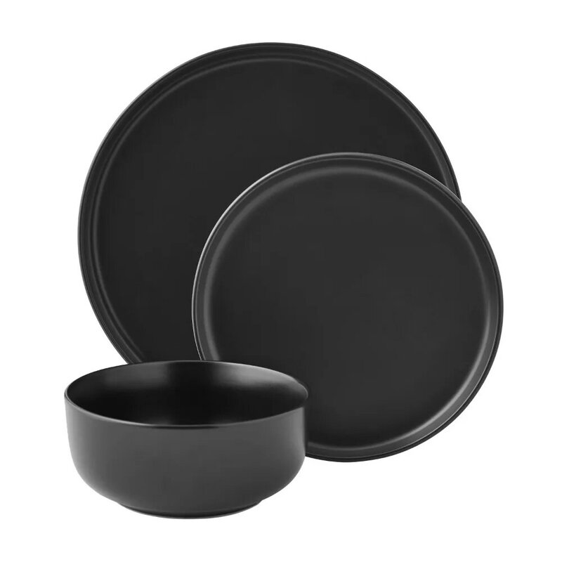 Service de vaisselle en grès noir, 256, 12 pièces
