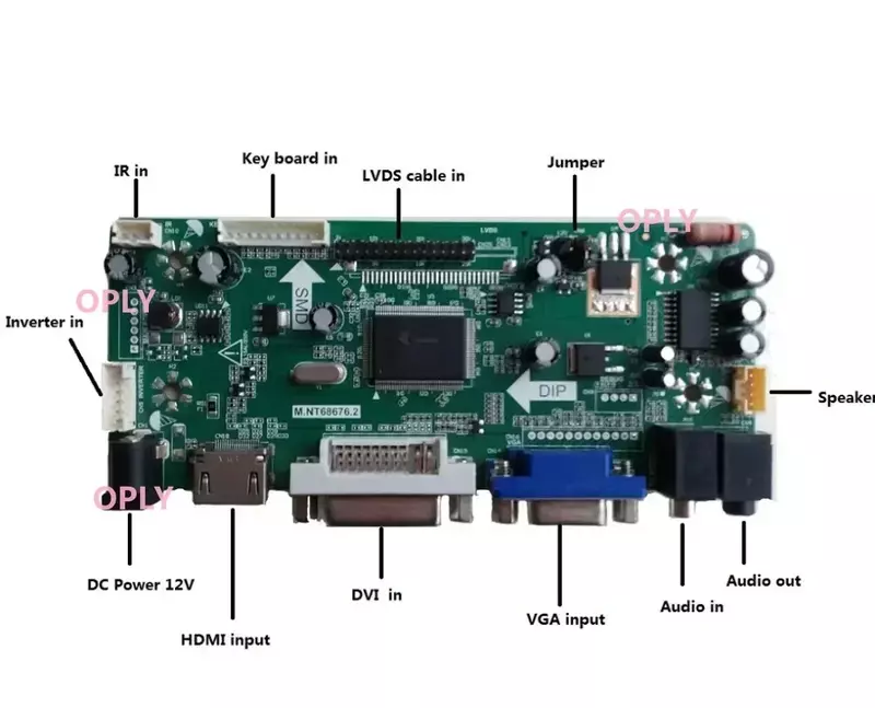 Placa controladora LED compatível com HDMI, tela para G190ETN01.2, G190ETN01.4, 1280X1024, 19 ", DVI, VGA, LVDS, M.NT68676, 1280*1024