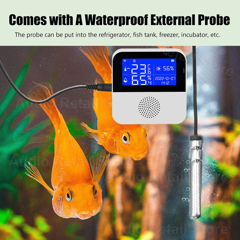 Tuya Wifi Temperatuur Vochtigheid Sensor Alarm Smart Home Indoor Outdoor Thermometer Detector Voor Plant Aquarium Ondersteuning Alexa
